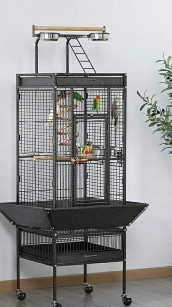 Large bird/parrot cage with top play perch